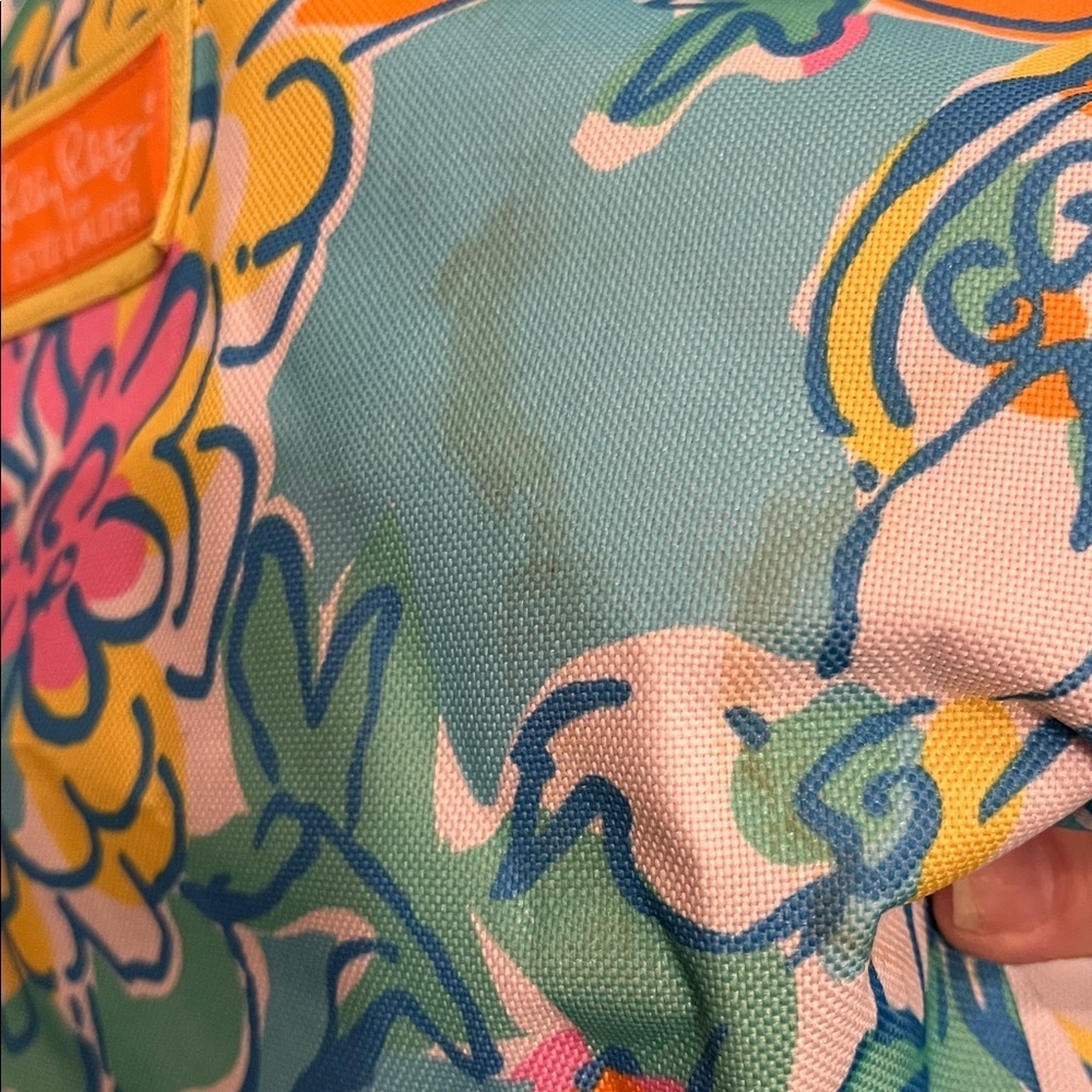 Lilly Pulitzer Vibrant Floral Tote with Orange Handles - Picture 2 of 2